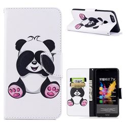 Lovely Panda Leather Wallet Case for Huawei Honor 7X