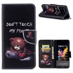 Chainsaw Bear Leather Wallet Case for Huawei Honor 7X