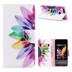 Seven-color Flowers Leather Wallet Case for Huawei Honor 7X