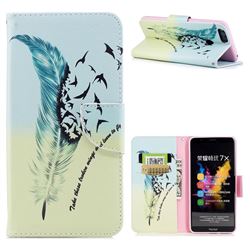 Feather Bird Leather Wallet Case for Huawei Honor 7X
