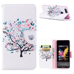 Colorful Tree Leather Wallet Case for Huawei Honor 7X