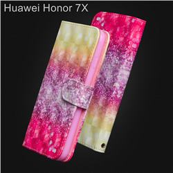 Gradient Rainbow 3D Painted Leather Wallet Case for Huawei Honor 7X