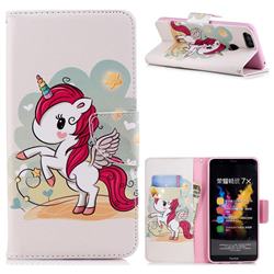 Cloud Star Unicorn Leather Wallet Case for Huawei Honor 7X