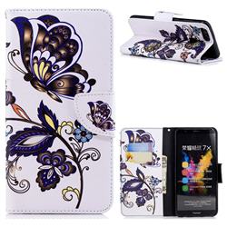 Butterflies and Flowers Leather Wallet Case for Huawei Honor 7X