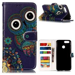 Folk Owl 3D Relief Oil PU Leather Wallet Case for Huawei Honor 7X
