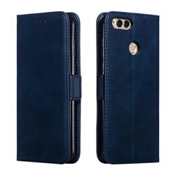 Retro Classic Calf Pattern Leather Wallet Phone Case for Huawei Honor 7X - Blue