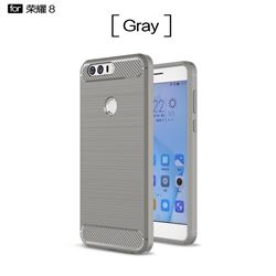 Luxury Carbon Fiber Brushed Wire Drawing Silicone TPU Back Cover for Huawei Honor 8 (Gray)