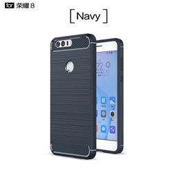 Luxury Carbon Fiber Brushed Wire Drawing Silicone TPU Back Cover for Huawei Honor 8 (Navy)