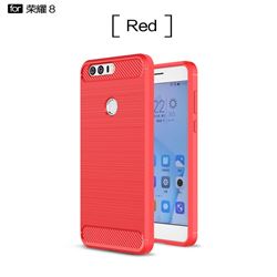 Luxury Carbon Fiber Brushed Wire Drawing Silicone TPU Back Cover for Huawei Honor 8 (Red)