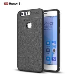 Luxury Auto Focus Litchi Texture Silicone TPU Back Cover for Huawei Honor 8 - Black