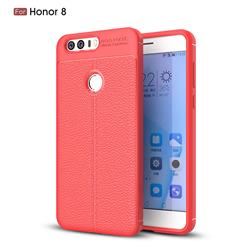 Luxury Auto Focus Litchi Texture Silicone TPU Back Cover for Huawei Honor 8 - Red