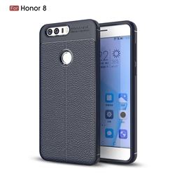 Luxury Auto Focus Litchi Texture Silicone TPU Back Cover for Huawei Honor 8 - Dark Blue