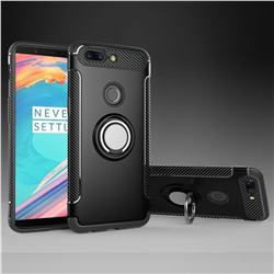 Armor Anti Drop Carbon PC + Silicon Invisible Ring Holder Phone Case for Huawei Honor 8 - Black