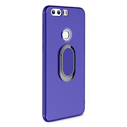 Anti-fall Invisible 360 Rotating Ring Grip Holder Kickstand Phone Cover for Huawei Honor 8 - Blue
