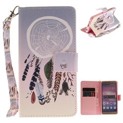 Wind Chimes Hand Strap Leather Wallet Case for Huawei Honor 8