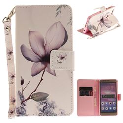 Magnolia Flower Hand Strap Leather Wallet Case for Huawei Honor 8