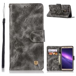 Luxury Retro Leather Wallet Case for Huawei Honor 8 - Gray