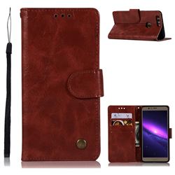 Luxury Retro Leather Wallet Case for Huawei Honor 8 - Wine Red