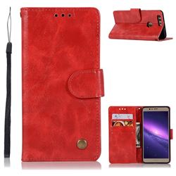 Luxury Retro Leather Wallet Case for Huawei Honor 8 - Red