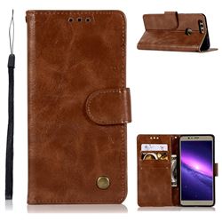 Luxury Retro Leather Wallet Case for Huawei Honor 8 - Brown