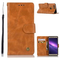 Luxury Retro Leather Wallet Case for Huawei Honor 8 - Golden