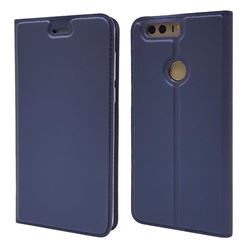 Ultra Slim Card Magnetic Automatic Suction Leather Wallet Case for Huawei Honor 8 - Royal Blue