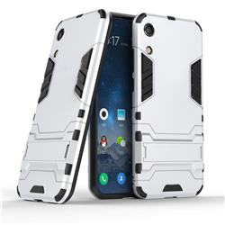 Armor Premium Tactical Grip Kickstand Shockproof Dual Layer Rugged Hard Cover for Huawei Honor 8A - Silver