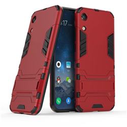 Armor Premium Tactical Grip Kickstand Shockproof Dual Layer Rugged Hard Cover for Huawei Honor 8A - Wine Red