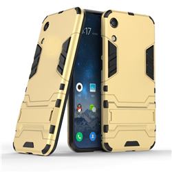 Armor Premium Tactical Grip Kickstand Shockproof Dual Layer Rugged Hard Cover for Huawei Honor 8A - Golden