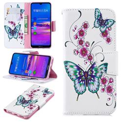 Peach Butterflies Leather Wallet Case for Huawei Honor 8A