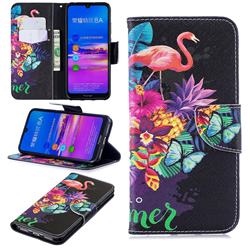 Flowers Flamingos Leather Wallet Case for Huawei Honor 8A