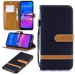 Jeans Cowboy Denim Leather Wallet Case for Huawei Honor 8A - Black