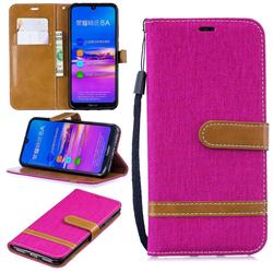 Jeans Cowboy Denim Leather Wallet Case for Huawei Honor 8A - Rose