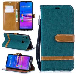Jeans Cowboy Denim Leather Wallet Case for Huawei Honor 8A - Green