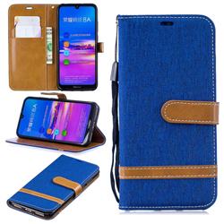 Jeans Cowboy Denim Leather Wallet Case for Huawei Honor 8A - Sapphire