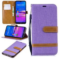 Jeans Cowboy Denim Leather Wallet Case for Huawei Honor 8A - Purple