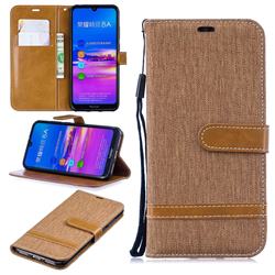 Jeans Cowboy Denim Leather Wallet Case for Huawei Honor 8A - Brown