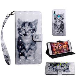Smiley Cat 3D Painted Leather Wallet Case for Huawei Honor 8A