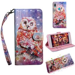 Colored Owl 3D Painted Leather Wallet Case for Huawei Honor 8A