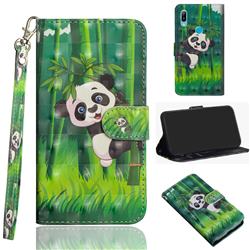 Climbing Bamboo Panda 3D Painted Leather Wallet Case for Huawei Honor 8A