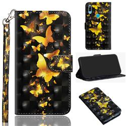 Golden Butterfly 3D Painted Leather Wallet Case for Huawei Honor 8A