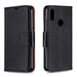 Classic Luxury Litchi Leather Phone Wallet Case for Huawei Honor 8A - Black