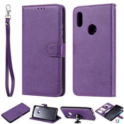 Retro Greek Detachable Magnetic PU Leather Wallet Phone Case for Huawei Honor 8A - Purple