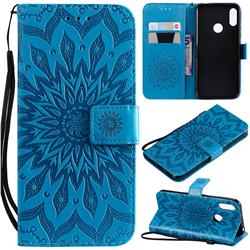 Embossing Sunflower Leather Wallet Case for Huawei Honor 8A - Blue