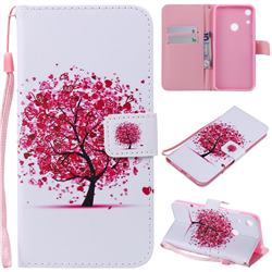 Colored Red Tree PU Leather Wallet Case for Huawei Honor 8A