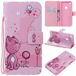 Cats and Bees PU Leather Wallet Case for Huawei Honor 8A