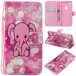 Pink Elephant PU Leather Wallet Case for Huawei Honor 8A
