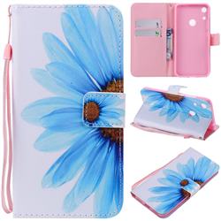 Blue Sunflower PU Leather Wallet Case for Huawei Honor 8A