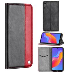 Classic Business Ultra Slim Magnetic Sucking Stitching Flip Cover for Huawei Honor 8A - Red