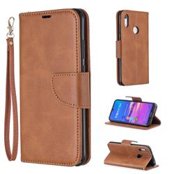 Classic Sheepskin PU Leather Phone Wallet Case for Huawei Honor 8A - Brown